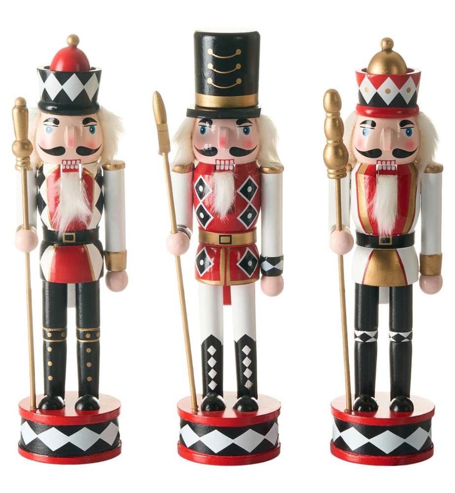 Lot de 3 figurines RICKLEAN Casse-noisette 30 cm Rouge/blanc