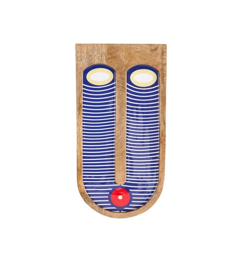 Décoration murale Visage JIMETA Bois de manguier 40 cm Bleu