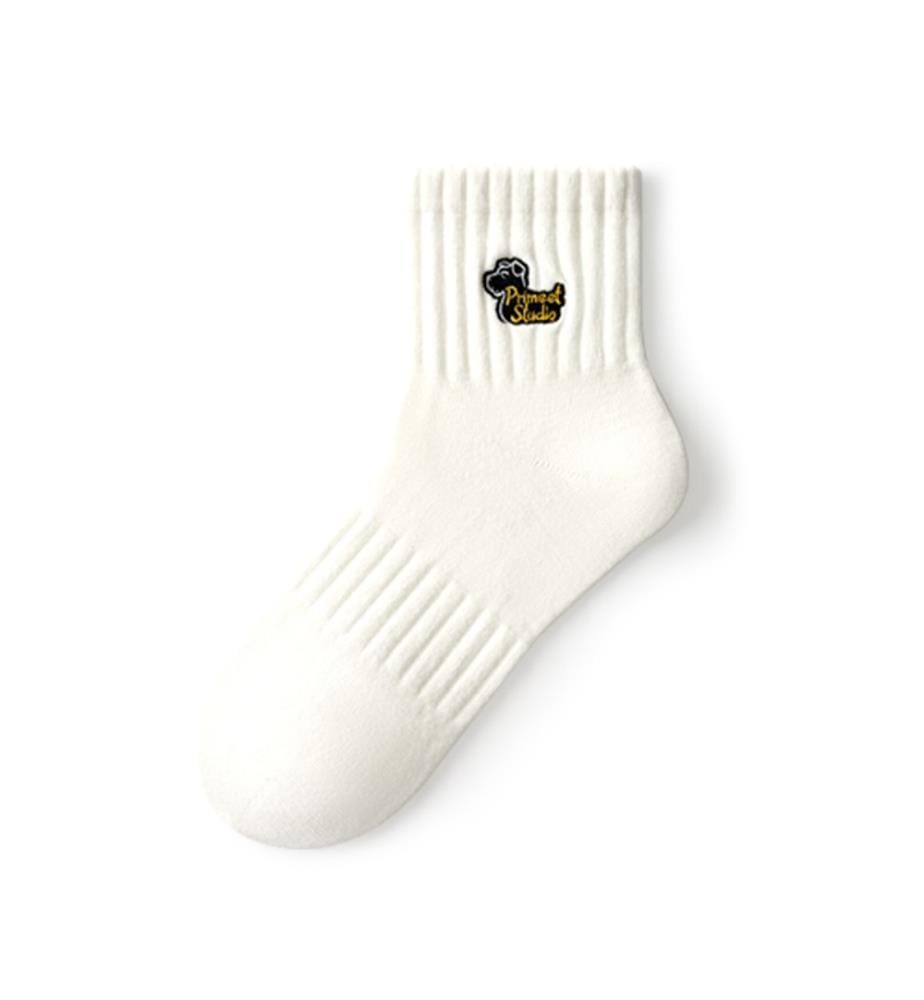 Happy Valley Gestickte Patch Boot Socken - 5-Paar Weiss Sommer Set
