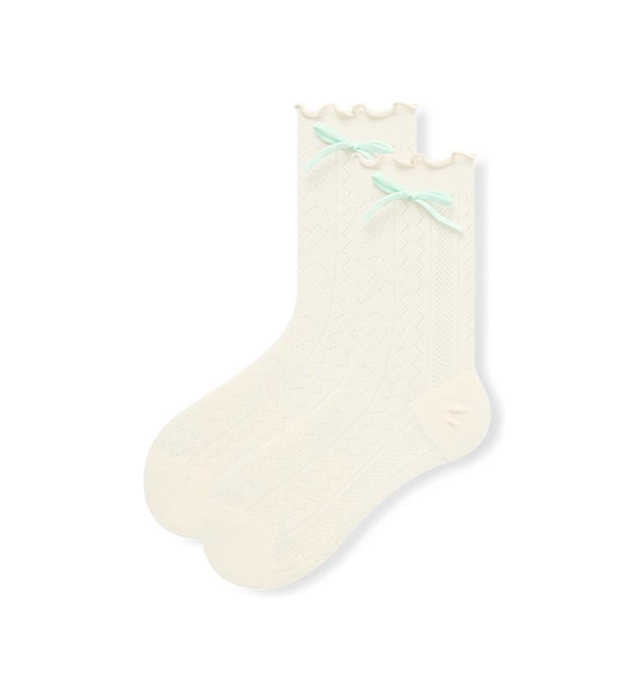 Ballett Schleife Pointelle Mid-Calf Socken - 3 Paar Sommer Set
