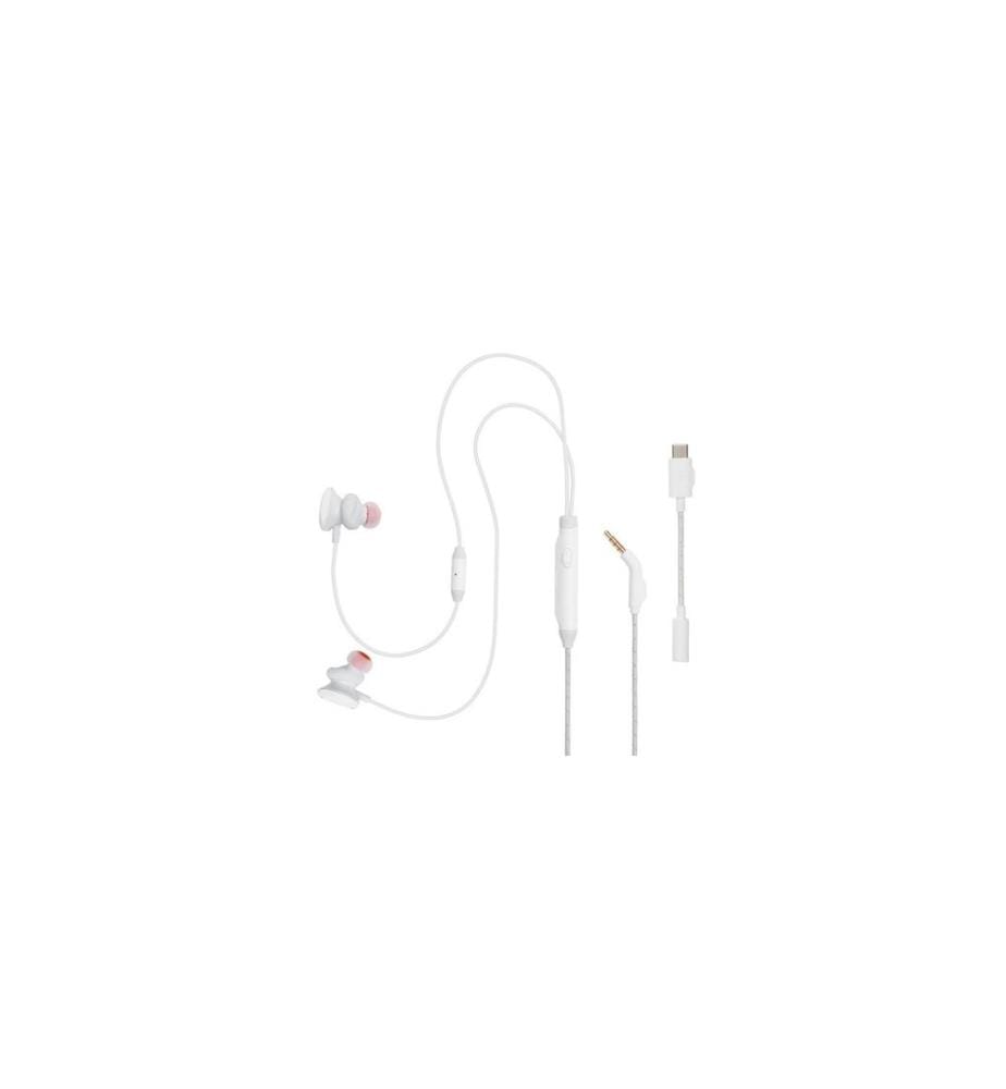 JBL Quantum 50C In-Ear Gaming-Kopfhörer mit USB-C-Adapter Weiss