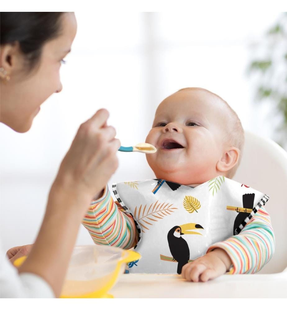 Bavoir sans manches CleanBib, 6-12 mois, oiseaux