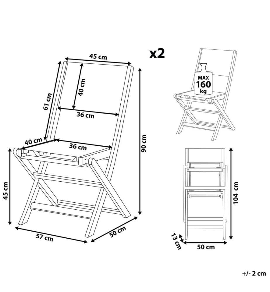 Gartenstuhl 2er Set CESANA Akazienholz Hellbraun