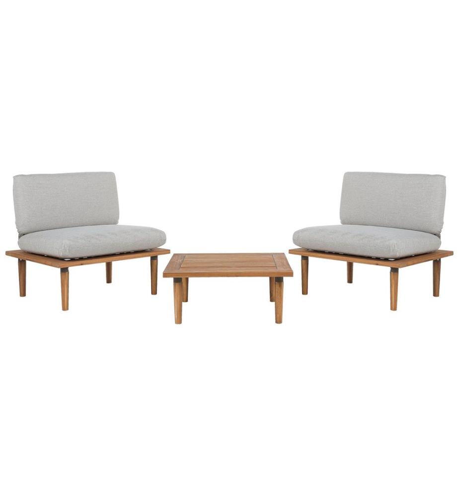 Lounge Set mit Tisch 2-Sitzer FRASCATI modular zertifiziertes Akazienholz Hellgrau