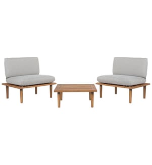 Ensemble de salon de jardin avec table 2 places FRASCATI Bois d'acacia certifié Gris clair