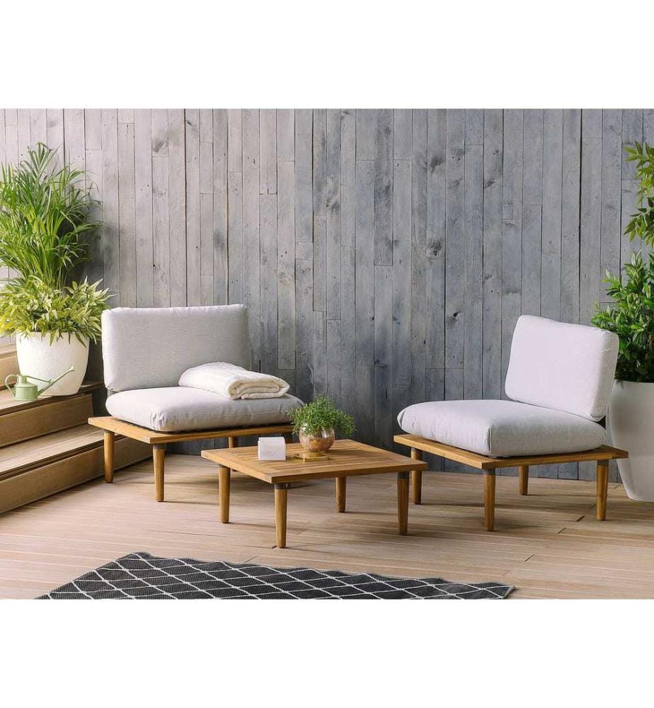 Lounge Set mit Tisch 2-Sitzer FRASCATI modular zertifiziertes Akazienholz Hellgrau