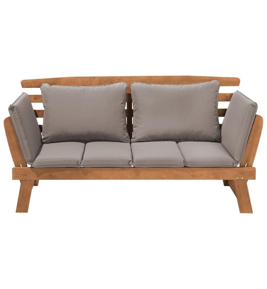 Panca da giardino con cuscino PORTICI 210 cm Legno d'eucalipto Marrone chiaro/Tortora