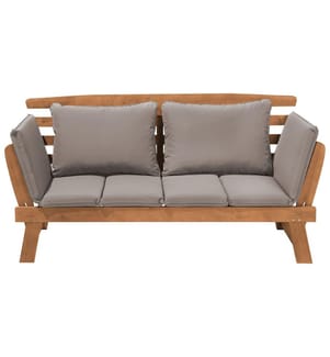 Panca da giardino con cuscino PORTICI 210 cm Legno d'eucalipto Marrone chiaro/Tortora