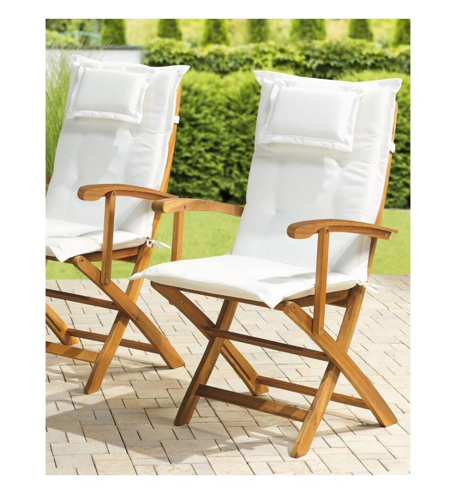 Lot de 2 chaises de jardin avec coussins MAUI Acacia Blanc cassé