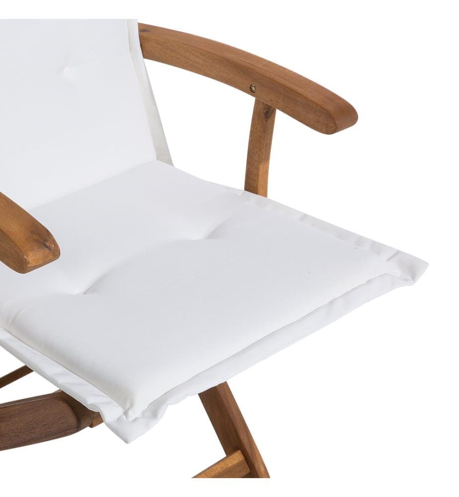 Lot de 2 chaises de jardin avec coussins MAUI Acacia Blanc cassé