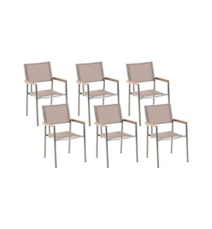 Lot de 6 chaises de jardin GROSSETO Acier inox Beige