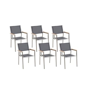 Lot de 6 chaises de jardin GROSSETO Acier inox Gris