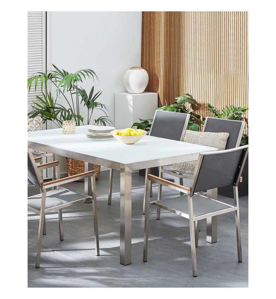 Gartenstuhl 6er Set GROSSETO Edelstahl Grau