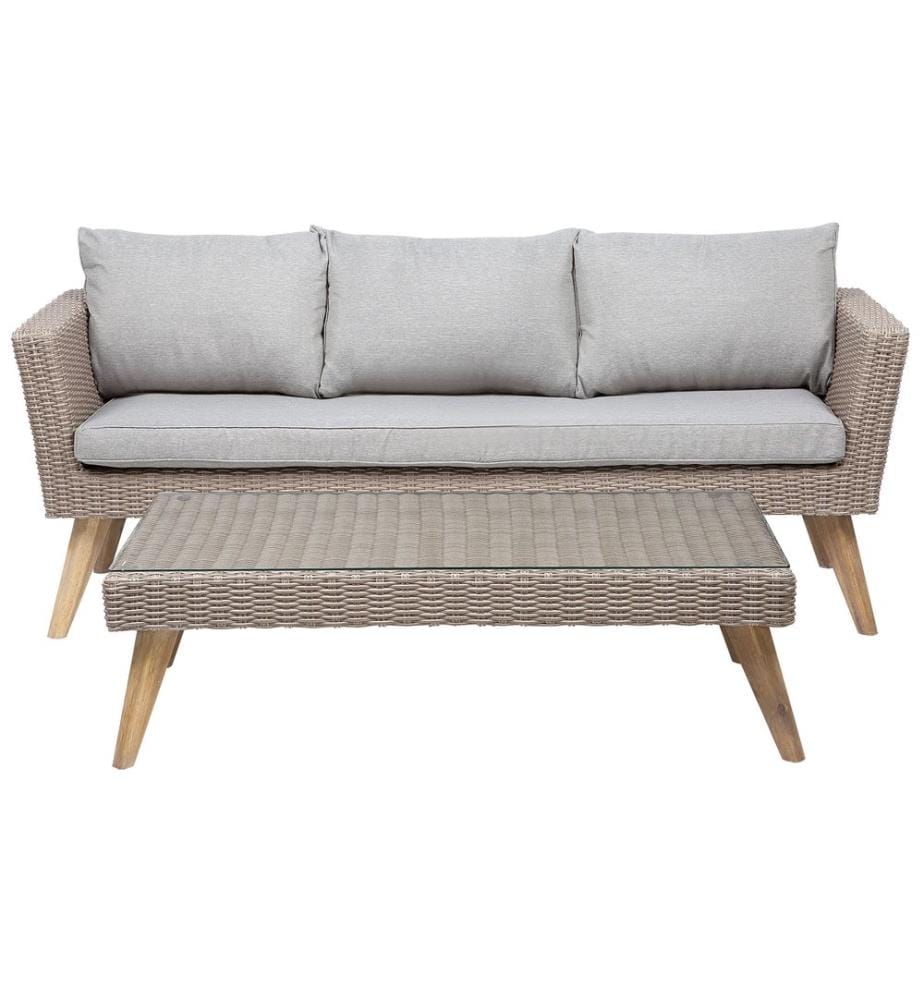 Lounge Set mit Tisch 5-Sitzer VITTORIA Polyrattan Grau