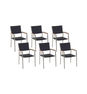 Lot de 6 chaises de jardin GROSSETO Noir