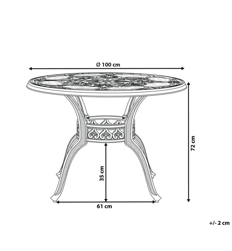 Gartentisch SAPRI 100 cm 100 cm Metall Dunkelbraun