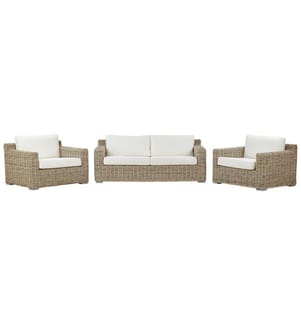 Ensemble de canapés de jardin 4 places ARDEA Rotin Marron clair