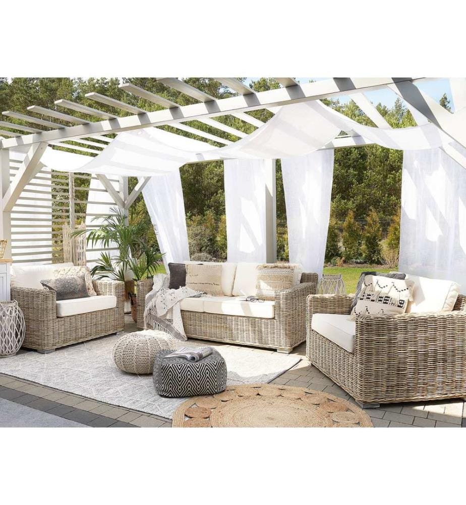 Gartensofa Set 4-Sitzer ARDEA Rattan Hellbraun