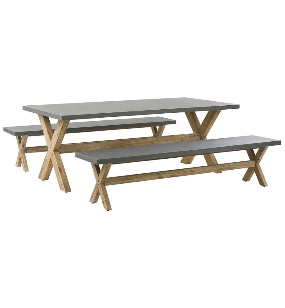 Set da pranzo da giardino con panche 6 posti OLBIA Cemento Grigio