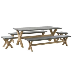 Gartenmöbel Set mit Bänken und Hockern 8-Sitzer OLBIA Beton Grau