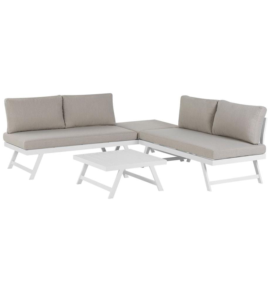 Garten Ecksofa mit Tisch 5-Sitzer COCCORINO Metall Taupe