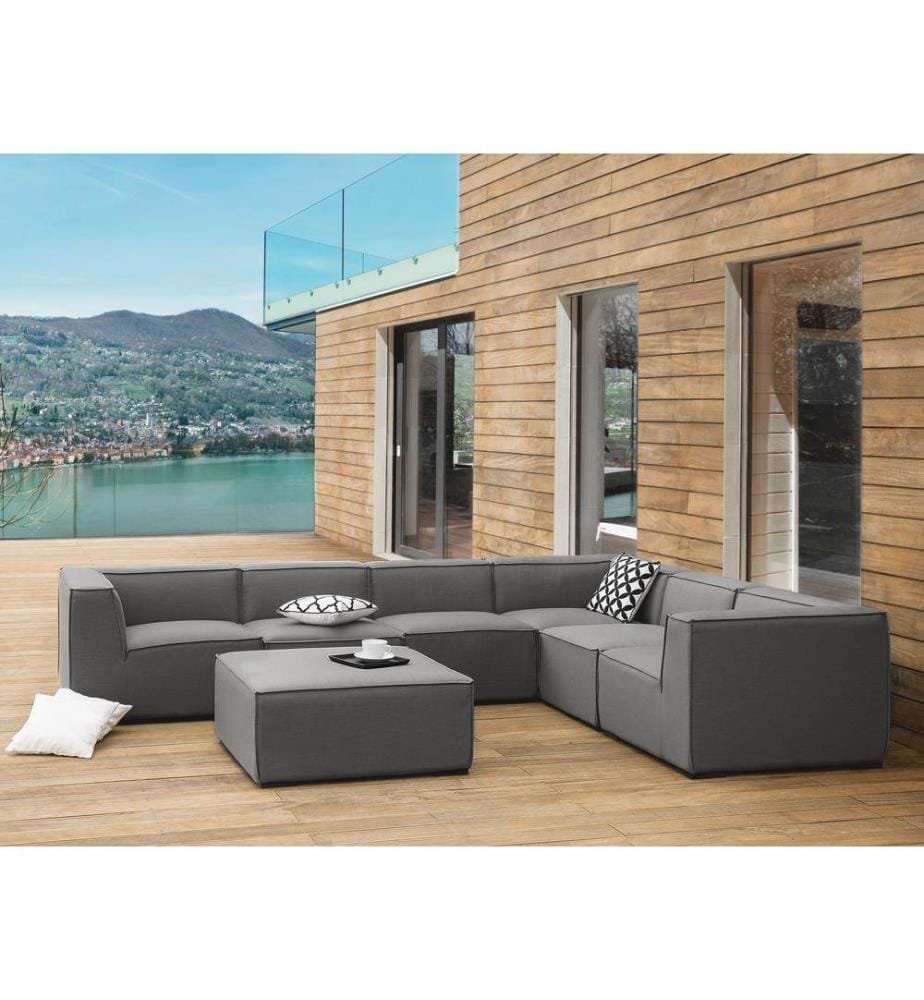 Garten Ecksofa mit Ottomane 7-Sitzer AREZZO linksseitig modular Grau