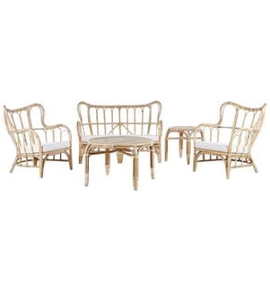 Lounge Set mit Tisch 4-Sitzer BRINDISI Rattan Naturfarben