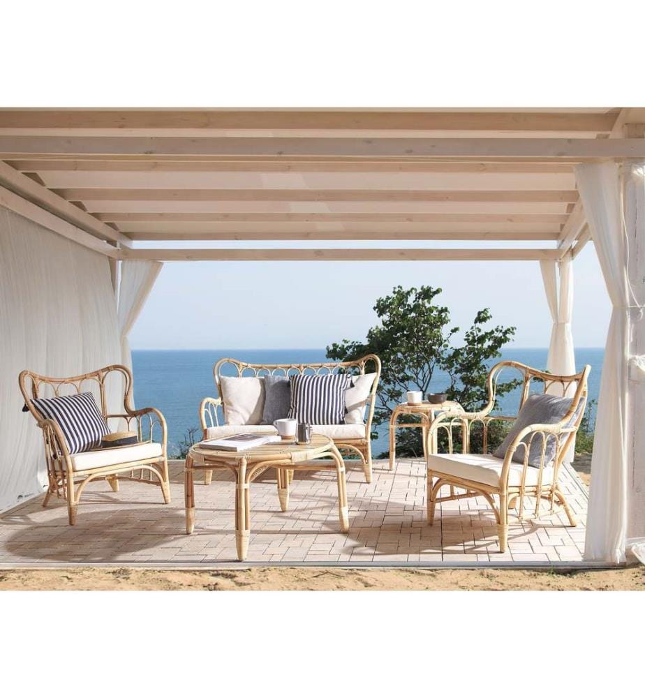 Lounge Set mit Tisch 4-Sitzer BRINDISI Rattan Naturfarben
