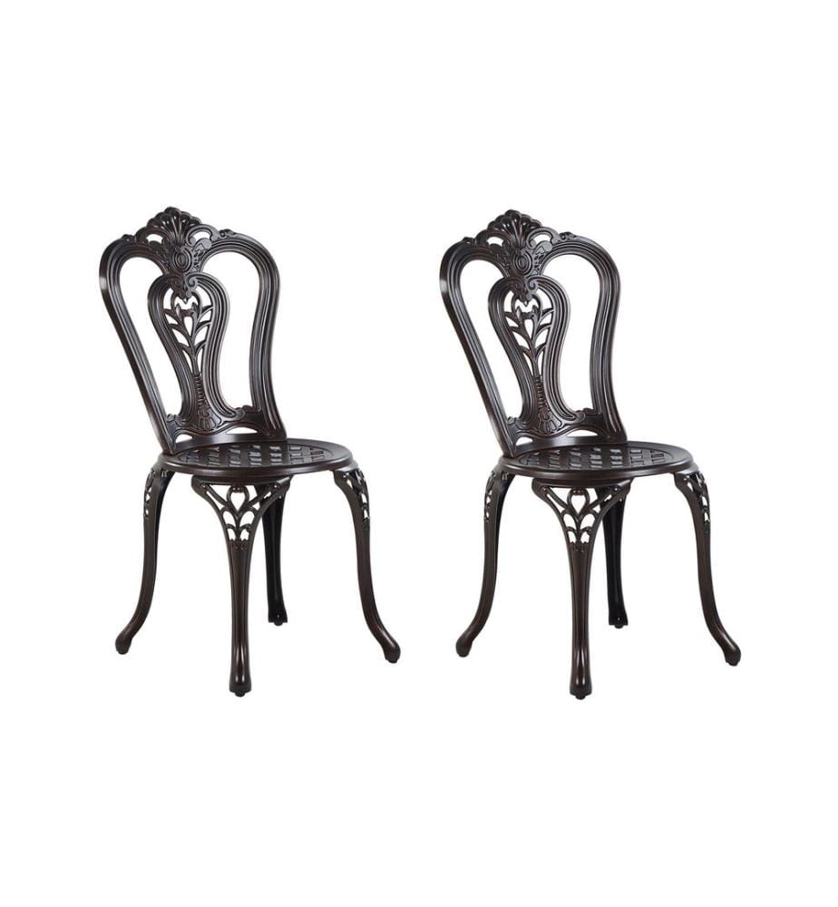 Gartenstuhl 2er Set BOVINO Metall Dunkelbraun