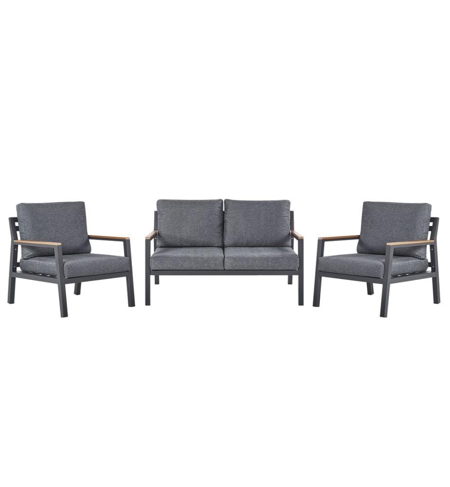 Lounge Set mit Tisch 4-Sitzer DELIA Metall Grau