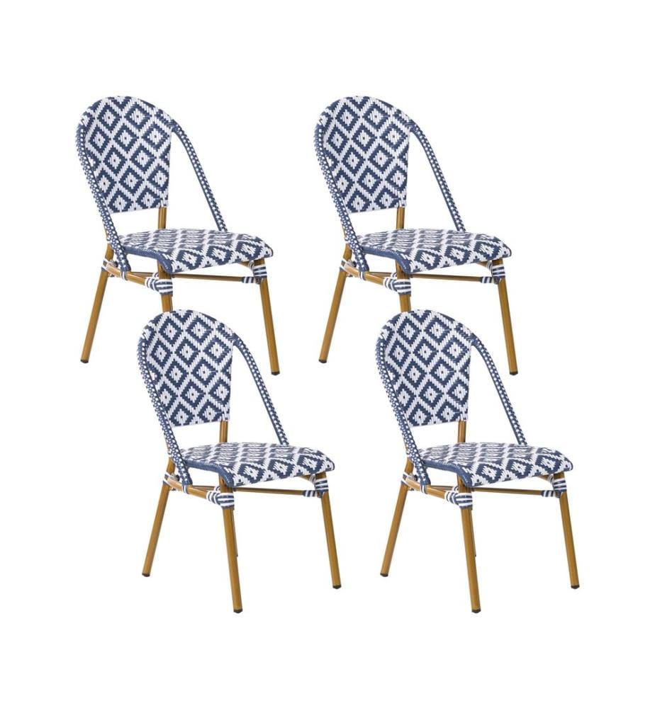 Gartenstuhl 4er Set RIFREDDO Polyrattan Blau