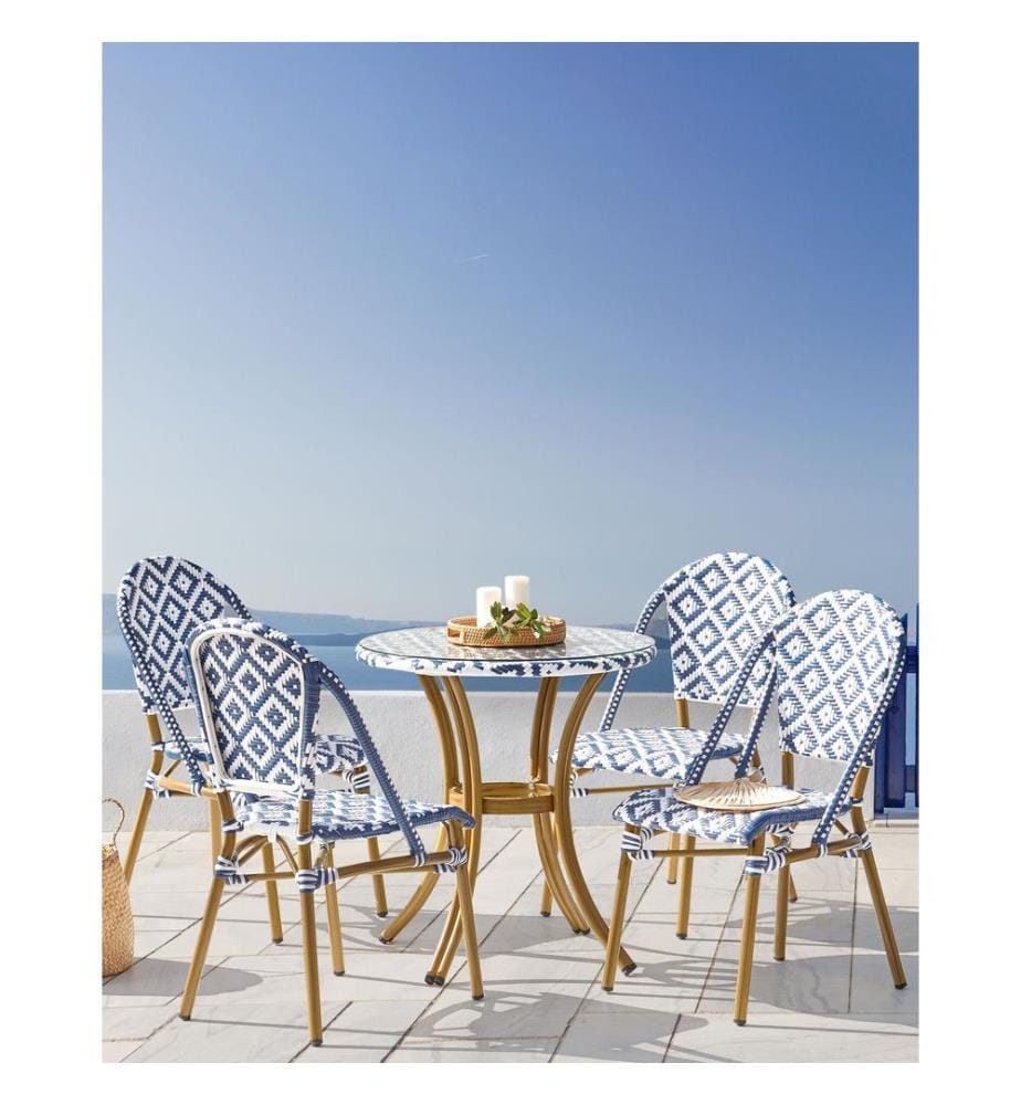 Gartenstuhl 4er Set RIFREDDO Polyrattan Blau