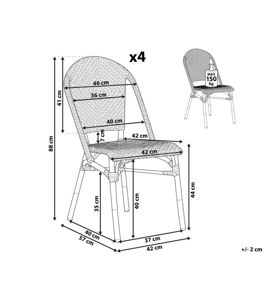 Gartenstuhl 4er Set RIFREDDO Polyrattan Blau