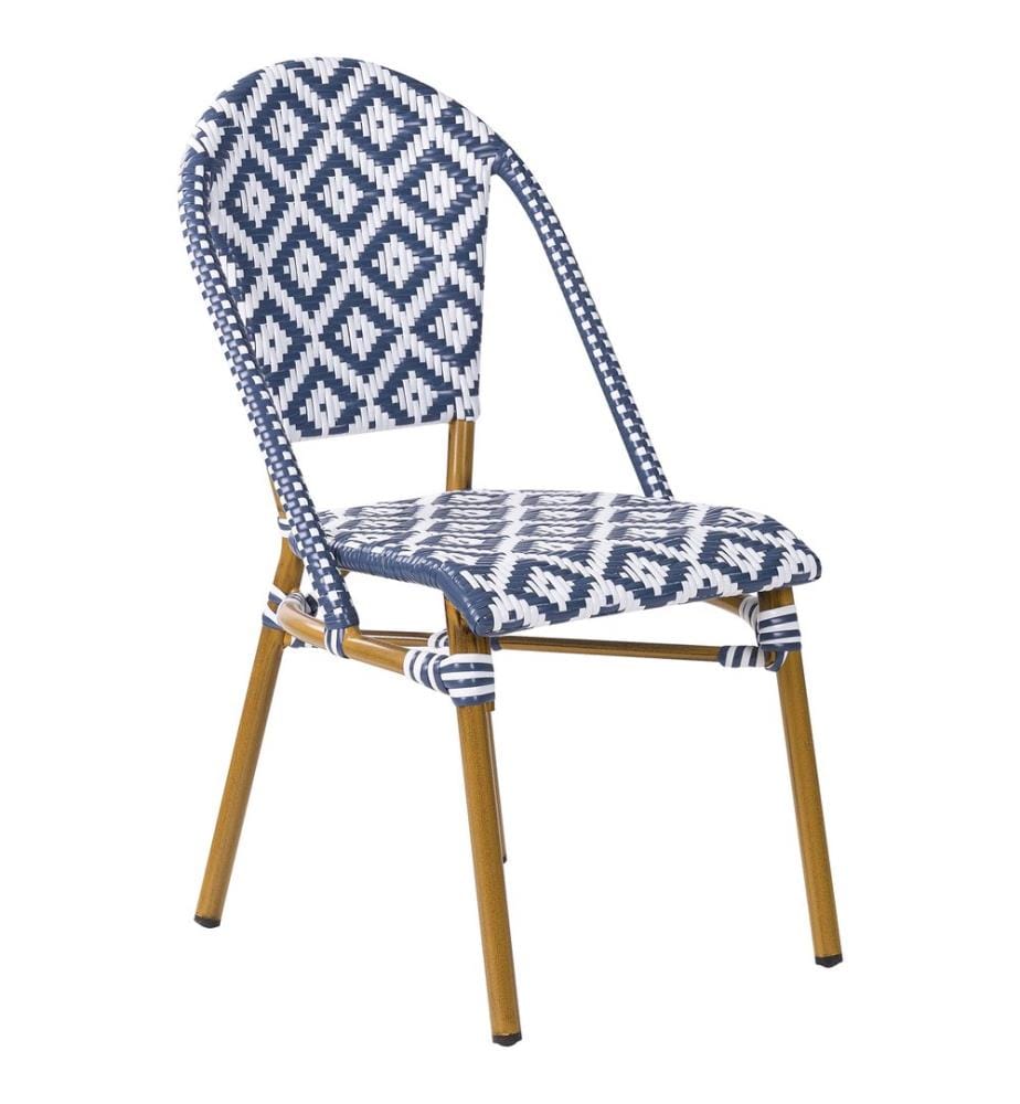 Gartenstuhl 4er Set RIFREDDO Polyrattan Blau
