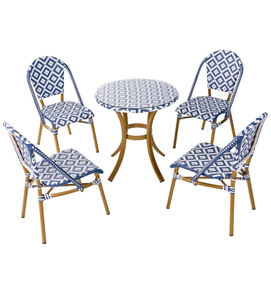 Gartenmöbel Set 4-Sitzer RIFREDDO Polyrattan Blau