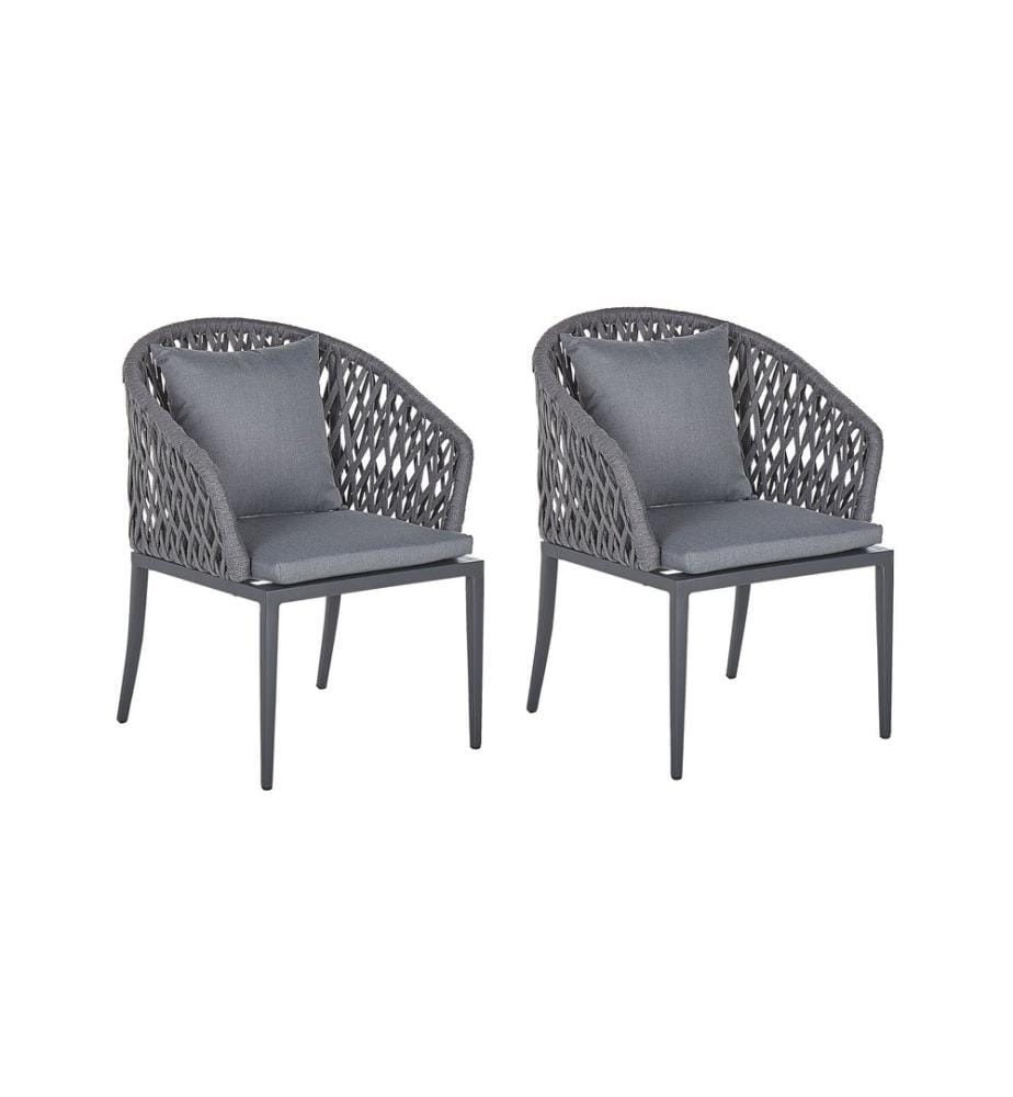 Set mit 2 Stühlen und Sitzkissen LIPARI Metall Grau