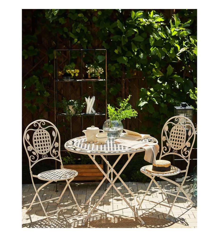 Gartenstuhl 2er Set BIVIO klappbar Metall Cremeweiss