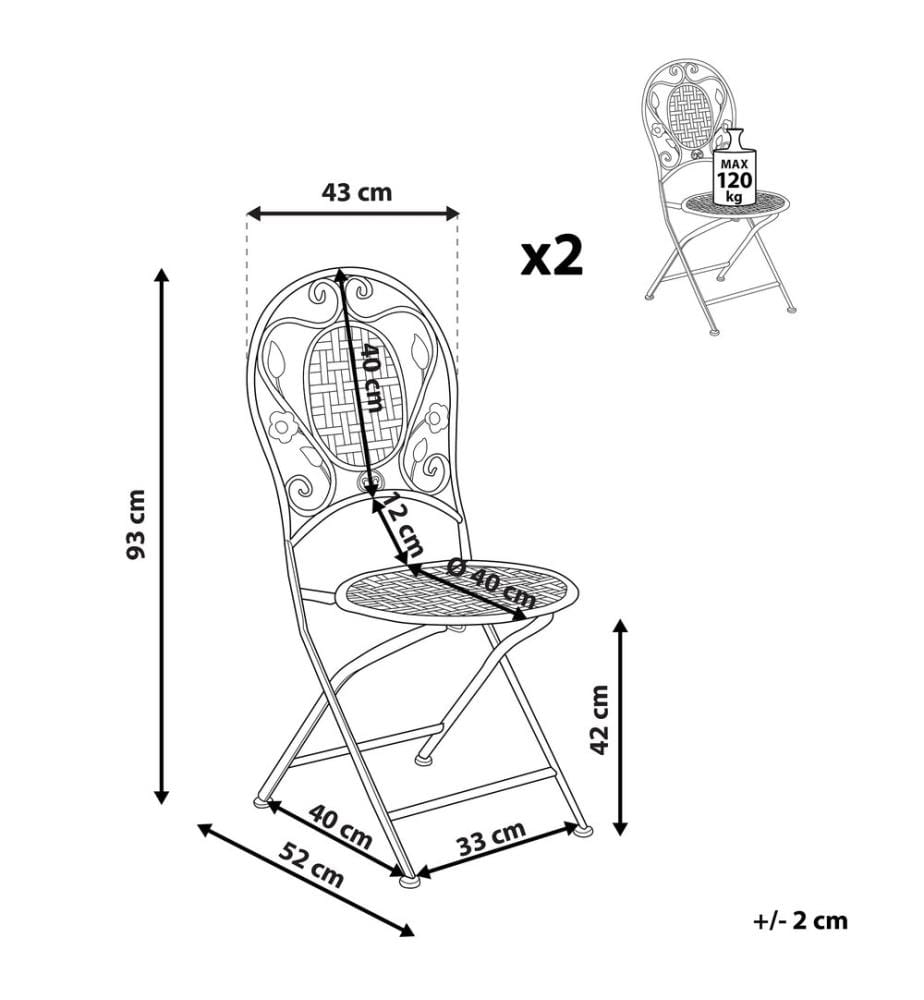 Gartenstuhl 2er Set BIVIO klappbar Metall Cremeweiss