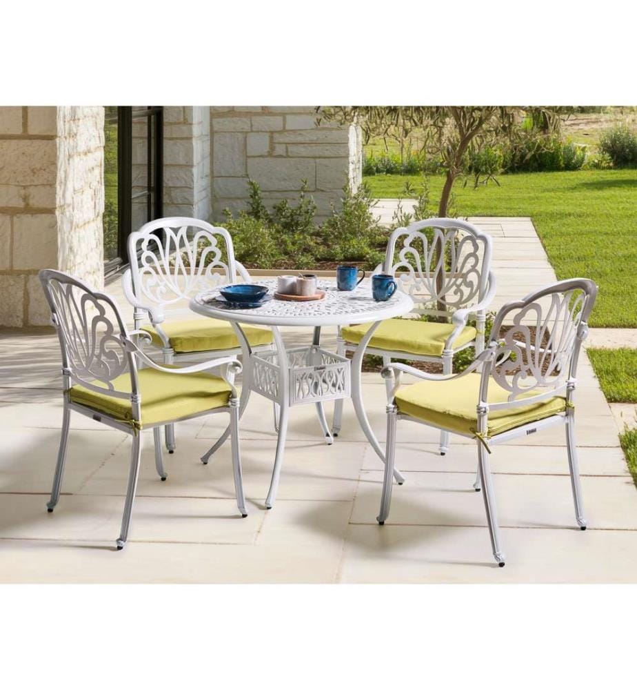 Gartenmöbel Set 4-Sitzer ANCONA inkl. Kissen Metall Cremeweiss