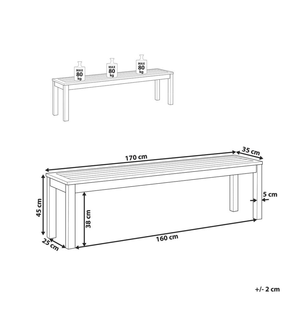 Panchina da giardino MONSANO 170 cm Legno d'eucalipto Marrone