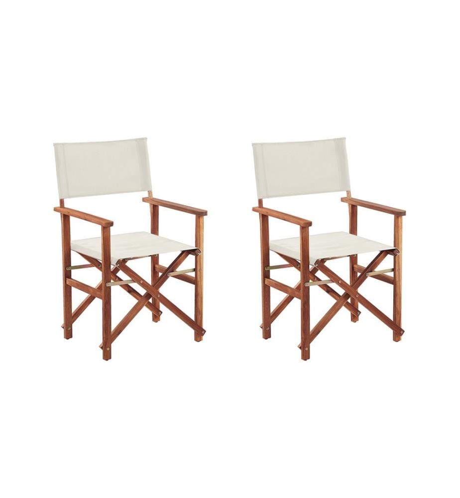 Gartenstuhl 2er Set CINE Akazienholz Cremeweiss
