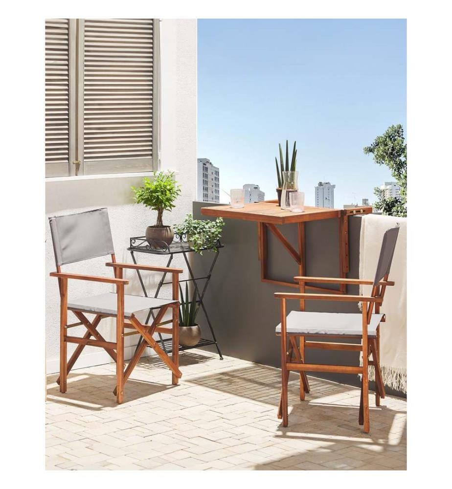 Gartenstuhl 2er Set CINE Akazienholz Grau