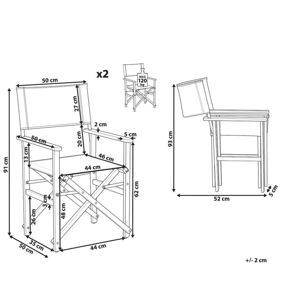 Gartenstuhl 2er Set CINE Akazienholz Grau