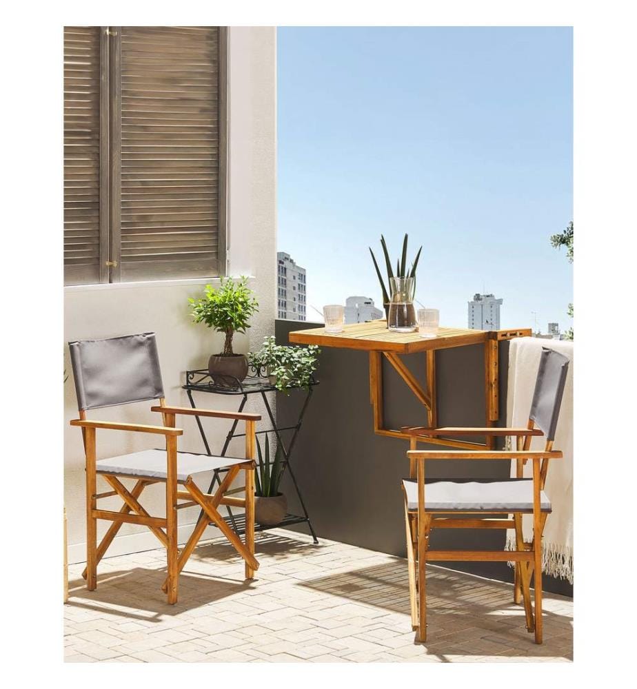 Gartenstuhl 2er Set CINE Akazienholz Grau