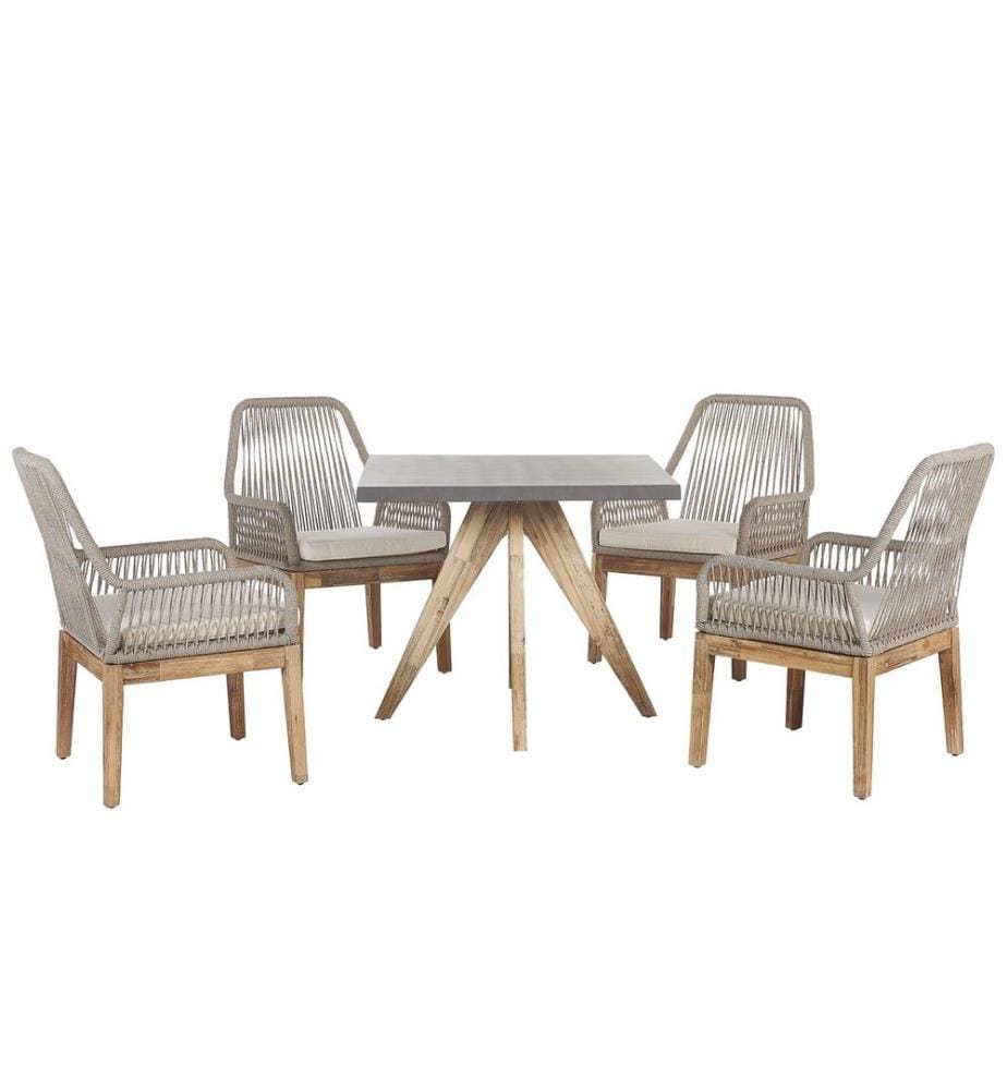 Garden Dining Set 4 Seater OLBIA with Cushions Concrete Beige