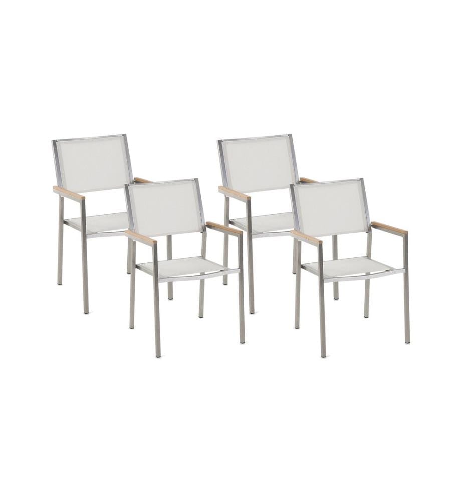 Gartenstuhl 4er Set GROSSETO Edelstahl Weiss