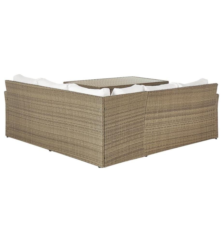 Ensemble de salon de jardin avec table et ottoman 5 places BARDI avec coussins Marron