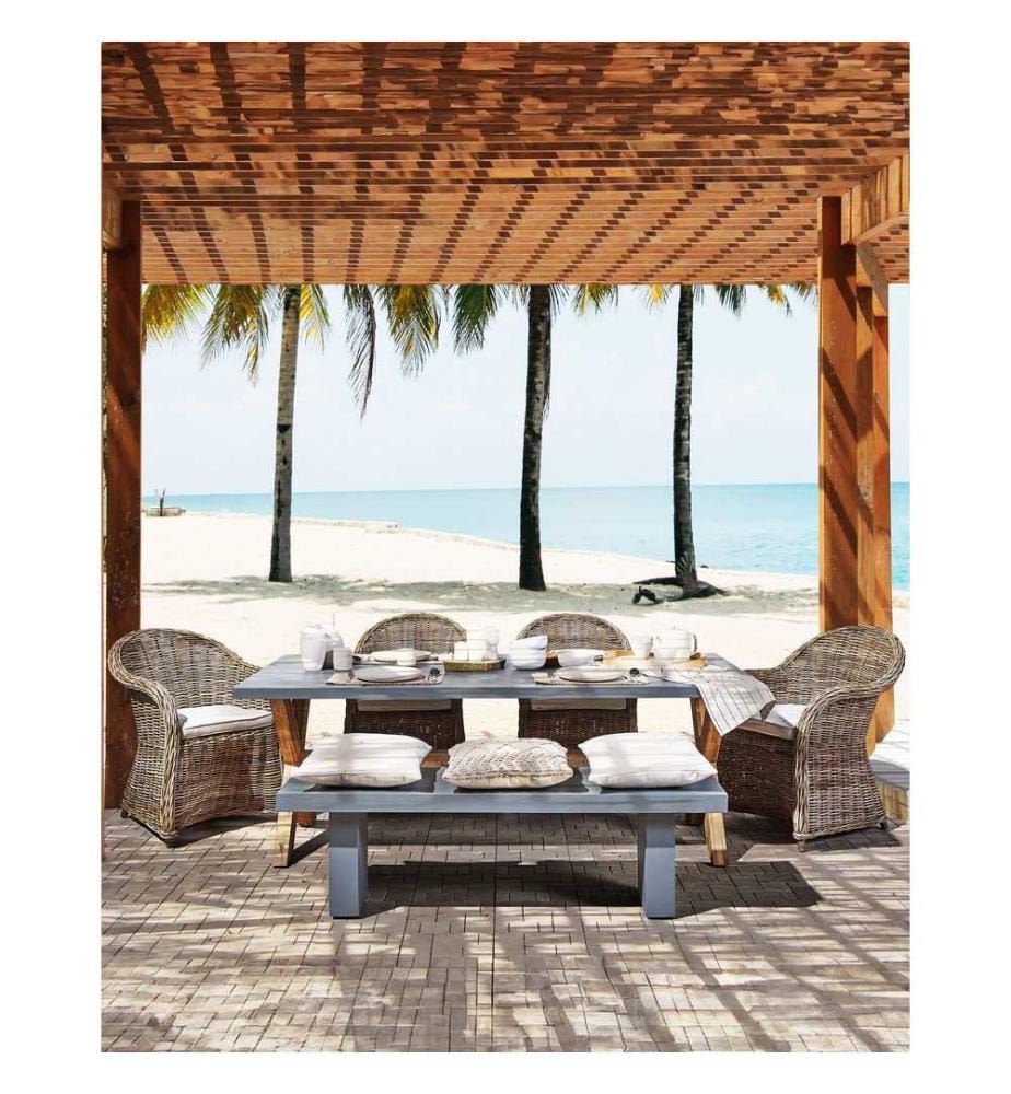 Lot de 2 fauteuils de jardin avec coussins SUSUA Rotin Naturel