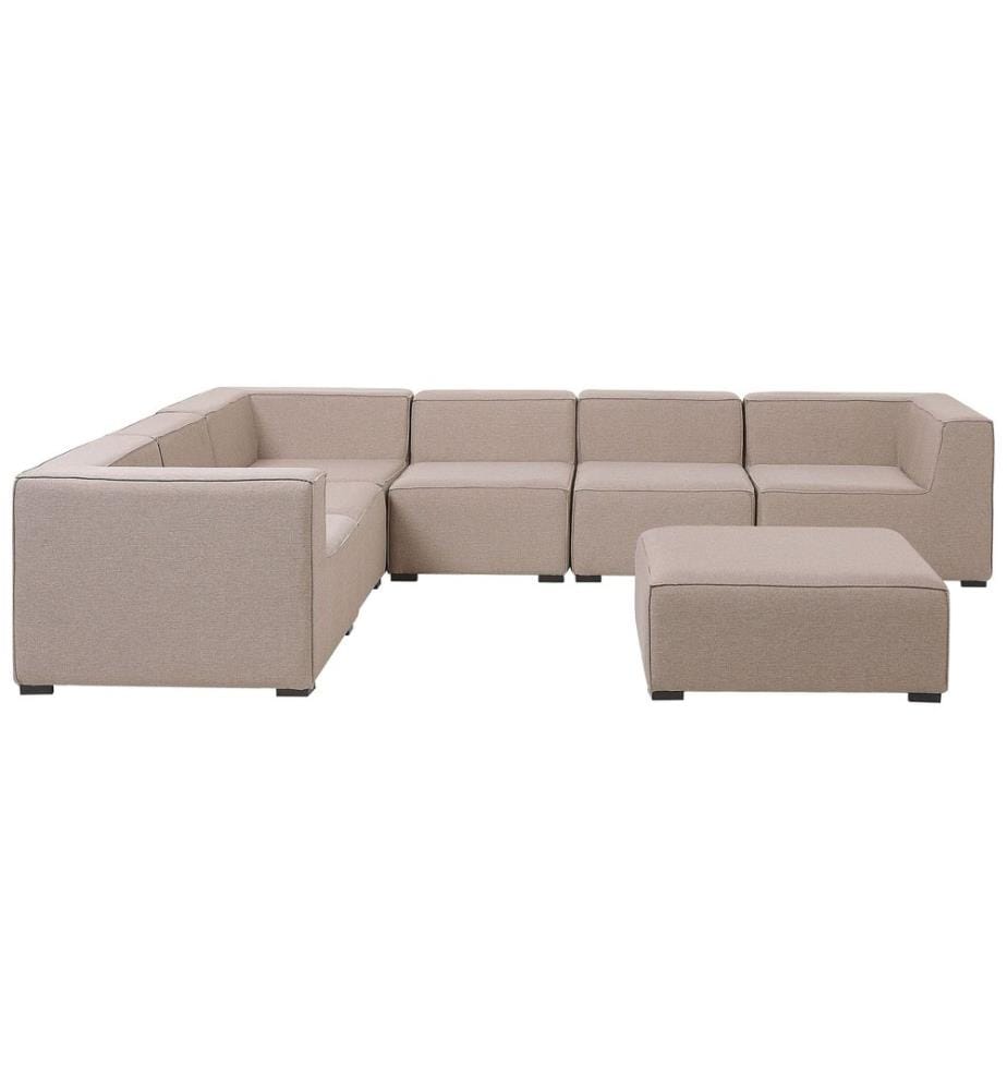 Garten Ecksofa mit Ottomane 7-Sitzer AREZZO rechtsseitig modular Beige