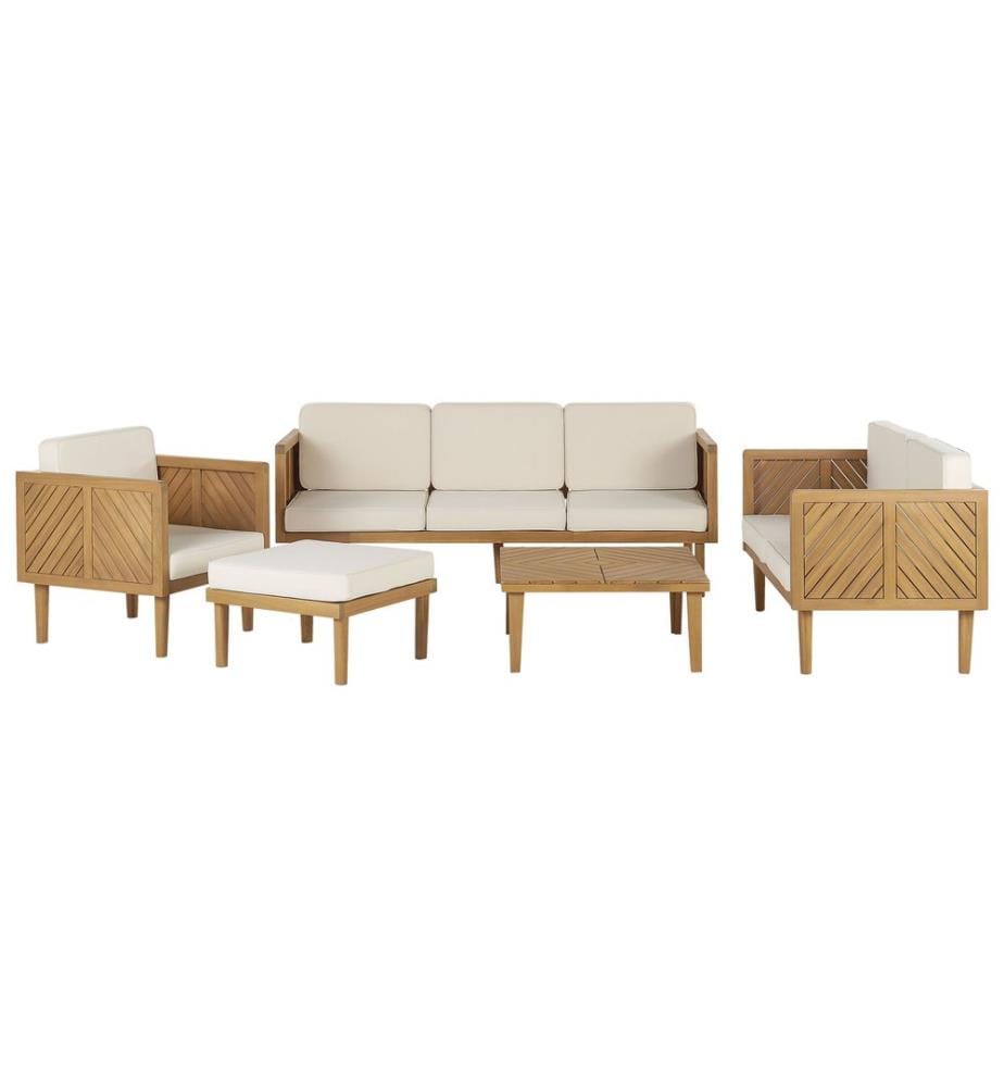 Set salotto da giardino con tavolo e pouf 6 posti BARATTI Legno d'acacia Marrone